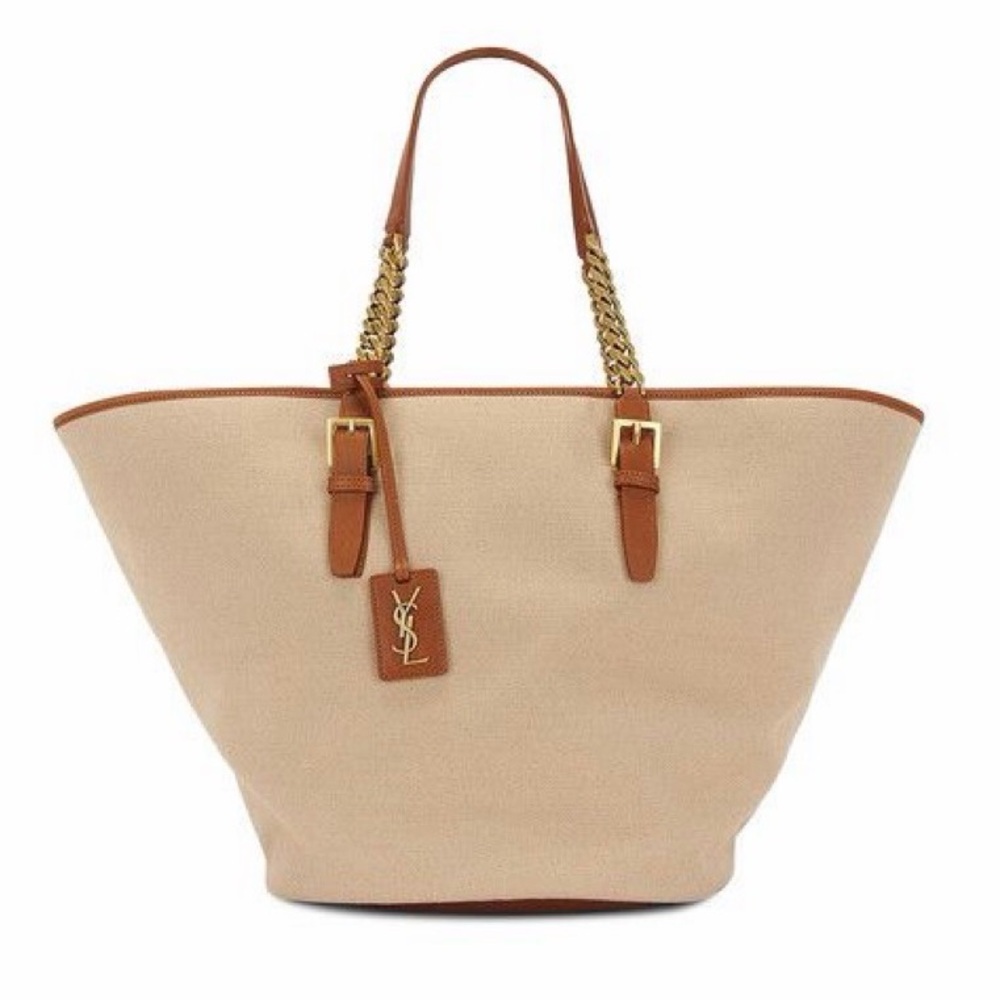 Saint Laurent Lauren Cabas Tote Bag Desert Dust/Brick Tan New NWT YSL